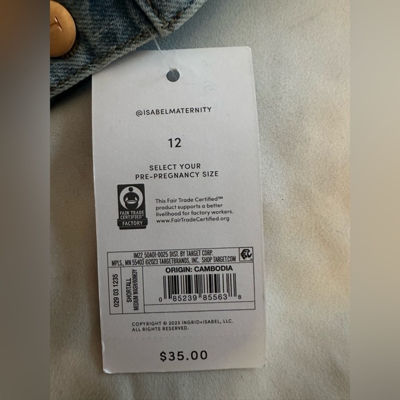 Isabel Maternity by Ingrid & Isabel Denim Overalls Size 12 NWT - Picture 8 of 10